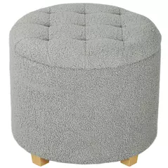 HOMCOM 40.5L Teddy Fleece Storage Ottoman - Grey - 1