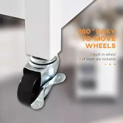 HOMCOM Kitchen Trolley, Kitchen Island on Wheels, w/ Wood Top, 3 Shelves and Storage Cupboard, White - 5