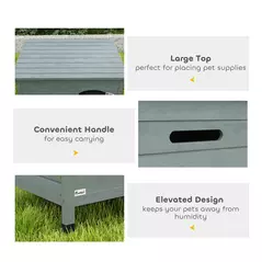 PawHut Wooden Dog House with Removable Bottom, Wire Door, Openable Top, Pet Shelter for Small Dog, 80 x 55 x 53.5cm, Dark Grey - 6