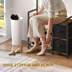 HOMCOM Industrial-Style Multi-Use Hallway Tree - Brown/Black - 7