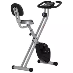 HOMCOM Folding Exercise Bike, Fitness Bicycle Indoor Trainer, 8-Level Magnetic Resistance Adjustable, with LCD Monitor, Pulse Sensor, Grey - 1