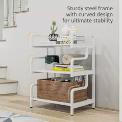 HOMCOM 3-Tier Printer Stand with Storage Shelves, Printer Table, 55 x 40 x 77cm Printer Shelf for Home Office, Study, White - 5