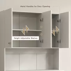 HOMCOM Freestanding Kitchen Pantry Storage Cabinet - White - 6