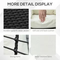 Outsunny 360° Swivel Egg Chair, Garden Rattan Swivel Chair with Thickened Cushion and Pillow, 150 KG Capacity for Indoor Outdoor, Balcony, Patio, Black - 5