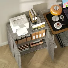 Vinsetto Two-Tier Locking Office Storage Cabinet - Grey - 9