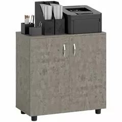 Vinsetto Two-Tier Locking Office Storage Cabinet - Grey - 1