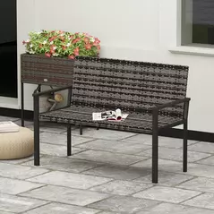 Outsunny Two-Seater Rattan Bench - Mixed Grey - 2