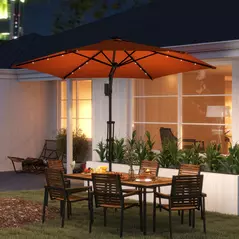 Outsunny 3(m) Solar LED Cantilever Parasol - Orange - 2