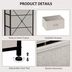 HOMCOM Fabric Chest of Drawers, Industrial Bedroom Dresser with 5 Fabric Drawers, Steel Frame and Wooden Top for Nursery, Living Room, Hallway, Cream White - 6