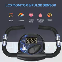 HOMCOM Folding Exercise Bike, Fitness Bicycle Indoor Trainer, 8-Level Magnetic Resistance Adjustable, with LCD Monitor, Pulse Sensor, Grey - 5