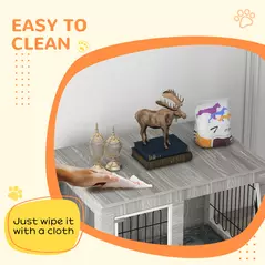 PawHut Indoor Dog Kennel w/ Soft Cushion, Double Door for Large Dogs, 106 x 74 x 81.5cm, Grey - 8