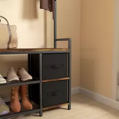 HOMCOM Industrial-Style Multi-Use Hallway Tree - Brown/Black - 9