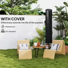 Outsunny 3(m) Solar LED Cantilever Parasol - Orange - 7