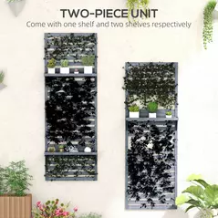 Outsunny Wall Mounted Plant Stands Set of 2, Fir Wood Flower Stand with Shelves and Slatted Trellis for Patio, Balcony, Porch - 4