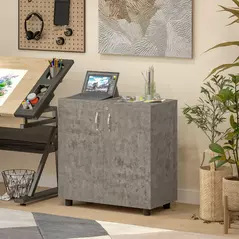 Vinsetto Two-Tier Locking Office Storage Cabinet - Grey - 7