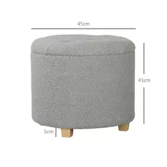 HOMCOM 40.5L Teddy Fleece Storage Ottoman - Grey - 3