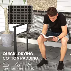 Outsunny Two-Seater Rattan Bench - Mixed Grey - 6