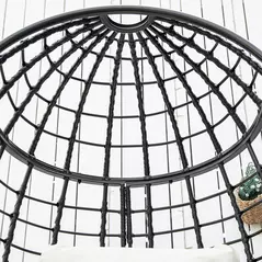 Outsunny 360° Swivel Egg Chair, Garden Rattan Swivel Chair with Thickened Cushion and Pillow, 150 KG Capacity for Indoor Outdoor, Balcony, Patio, Black - 8