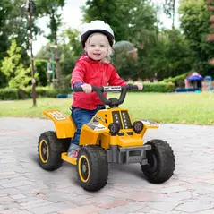 AIYAPLAY 6V Electric Quad Bike for Kids, Ride On ATV w/ Forward/Reverse, Headlights, for Ages 18-36 Months, Yellow - 2