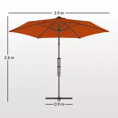 Outsunny 3(m) Solar LED Cantilever Parasol - Orange - 3