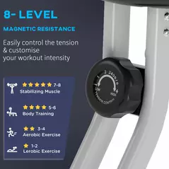 HOMCOM Folding Exercise Bike, Fitness Bicycle Indoor Trainer, 8-Level Magnetic Resistance Adjustable, with LCD Monitor, Pulse Sensor, Grey - 8