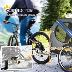 PawHut Folding Dog Bike Trailer Pet Cart Carrier for Bicycle Travel in Steel Frame with Hitch Coupler - Blue & Grey - 6