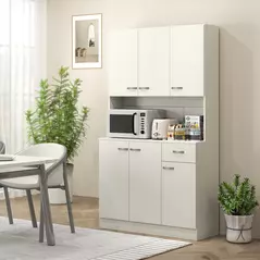 HOMCOM Freestanding Kitchen Pantry Storage Cabinet - White - 2