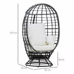 Outsunny 360° Swivel Egg Chair, Garden Rattan Swivel Chair with Thickened Cushion and Pillow, 150 KG Capacity for Indoor Outdoor, Balcony, Patio, Black - 3
