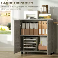 Vinsetto Two-Tier Locking Office Storage Cabinet - Grey - 4
