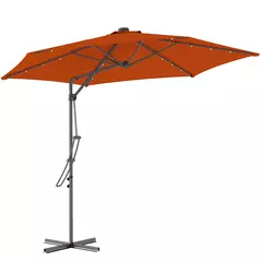 Outsunny 3(m) Solar LED Cantilever Parasol - Orange - 1