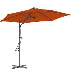 Outsunny 3(m) Solar LED Cantilever Parasol - Orange - 1