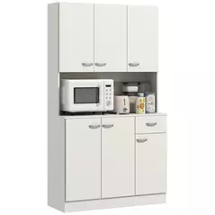 HOMCOM Freestanding Kitchen Pantry Storage Cabinet - White - 1