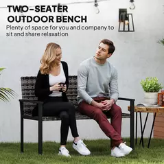 Outsunny Two-Seater Rattan Bench - Mixed Grey - 4