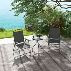 Outsunny Set of Two Folding Garden Chairs, with Fabric Mesh Seats - Dark Brown - 7