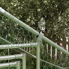 PawHut Walk-in Chicken Run w/ Cover, Feeding Door, Hanging Feeder, Perch, for 6-8 Poultry - 9