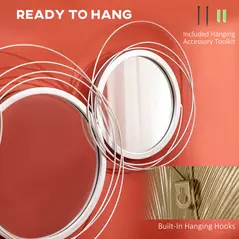 HOMCOM Metal Wall Mirrors, 107cm Modern Decorative Silver Mirror Decor Hanging, Home Wall Sculptures for Living Room Bedroom Dining Room - 5