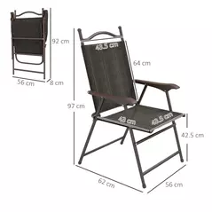 Outsunny Set of Two Folding Garden Chairs, with Fabric Mesh Seats - Dark Brown - 3