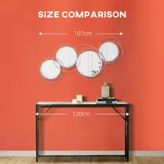 HOMCOM Metal Wall Mirrors, 107cm Modern Decorative Silver Mirror Decor Hanging, Home Wall Sculptures for Living Room Bedroom Dining Room - 7