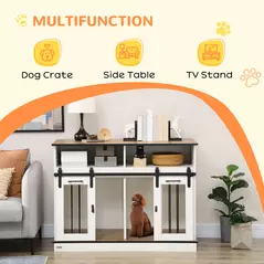 PawHut Dog Crate Furniture for Small and Large Dogs, with Movable Divider - White - 4