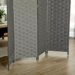 HOMCOM 4-Panel Room Dividers, Wave Fibre Freestanding Folding Privacy Screen Panels, Partition Wall Divider for Indoor Bedroom Office, 170 cm, Grey - 8