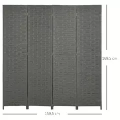HOMCOM 4-Panel Room Dividers, Wave Fibre Freestanding Folding Privacy Screen Panels, Partition Wall Divider for Indoor Bedroom Office, 170 cm, Grey - 3