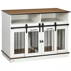 PawHut Dog Crate Furniture for Small and Large Dogs, with Movable Divider - White - 1