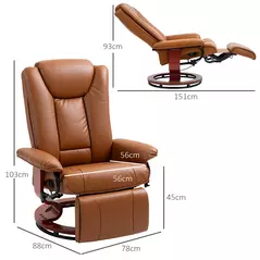 HOMCOM Faux Leather Recliner Chair - Brown - 3