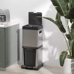 HOMCOM 34L Double Compartment Kitchen Bin, with Soft-Close Lid - 8