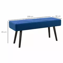 HOMCOM End of Bed Bench with X-Shape Design and Steel Legs, Upholstered Hallway Bench for Bedroom, Blue - 3