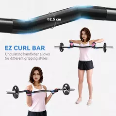 SPORTNOW 120cm EZ Barbell Bar for 5cm Weight Plates, with Spring Clips, 8kg - 4