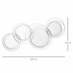 HOMCOM Metal Wall Mirrors, 107cm Modern Decorative Silver Mirror Decor Hanging, Home Wall Sculptures for Living Room Bedroom Dining Room - 3