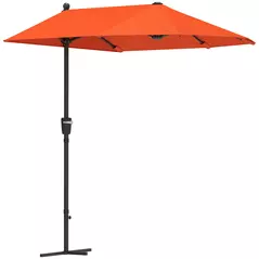 Outsunny 2m Half Parasol Umbrella - Orange - 1
