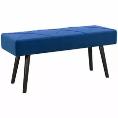 HOMCOM End of Bed Bench with X-Shape Design and Steel Legs, Upholstered Hallway Bench for Bedroom, Blue - 1