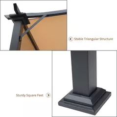 Outsunny Outdoor Retractable Pergola Garden Gazebo with Two Adjustable Side Canopy Overhead Sun Shade Backyard Canopy Cover, Steel Khaki 2.96x2.45x2.3m - 6